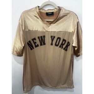 Cider New York Satin V-Neck Oversized Tee XS Short Sleeve Top